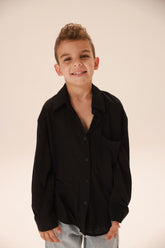 חולצת טורי מכופתרת שחורה