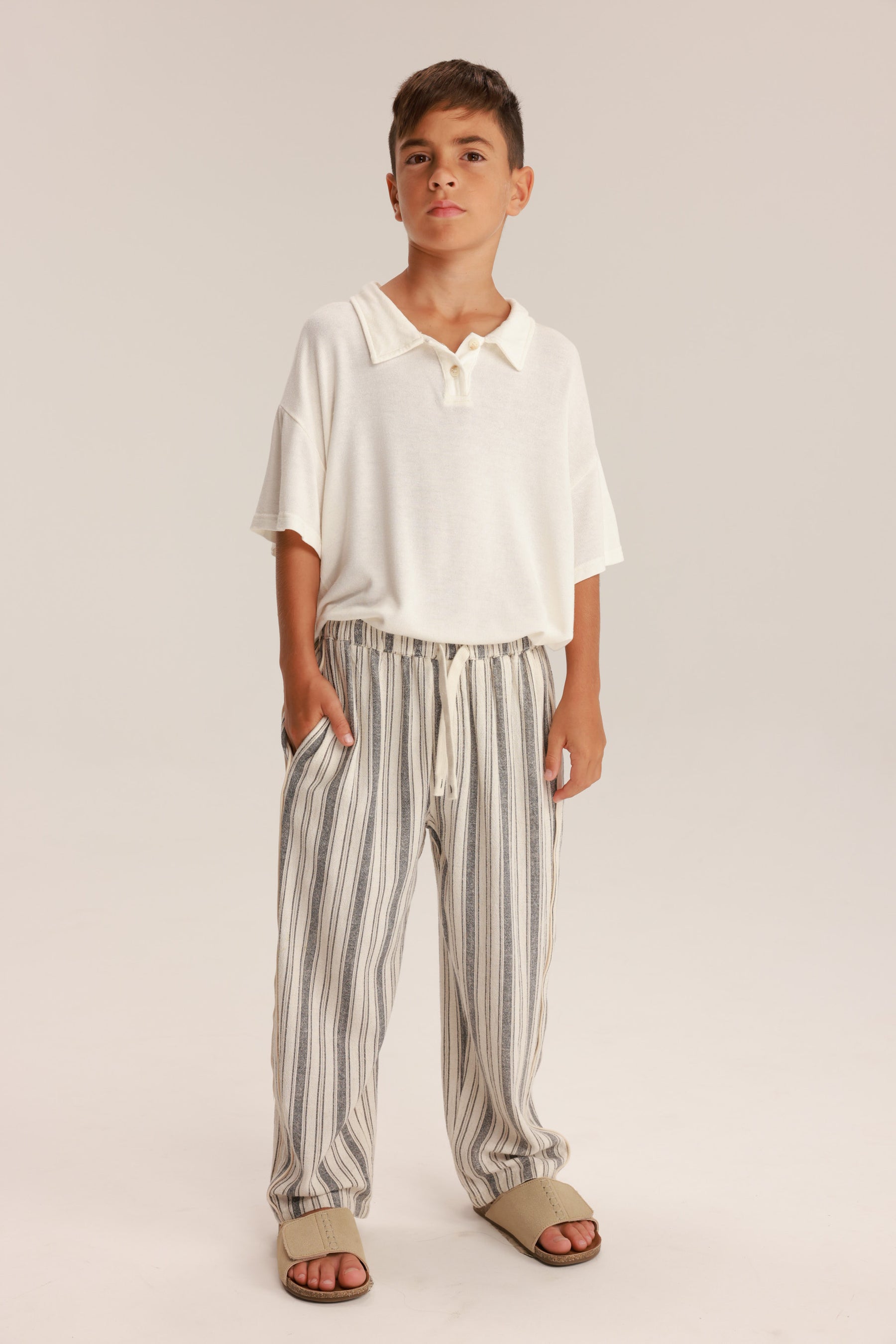 מכנסי אריאן שחור/שמנת