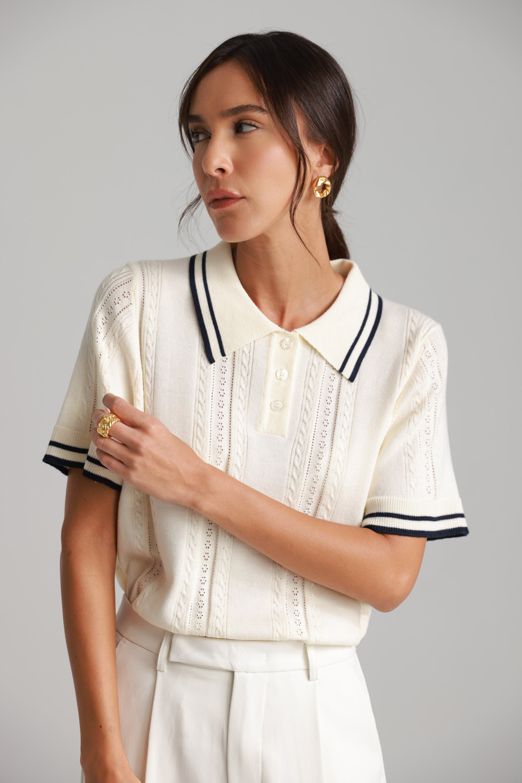 חולצת פולו ליאם שמנת