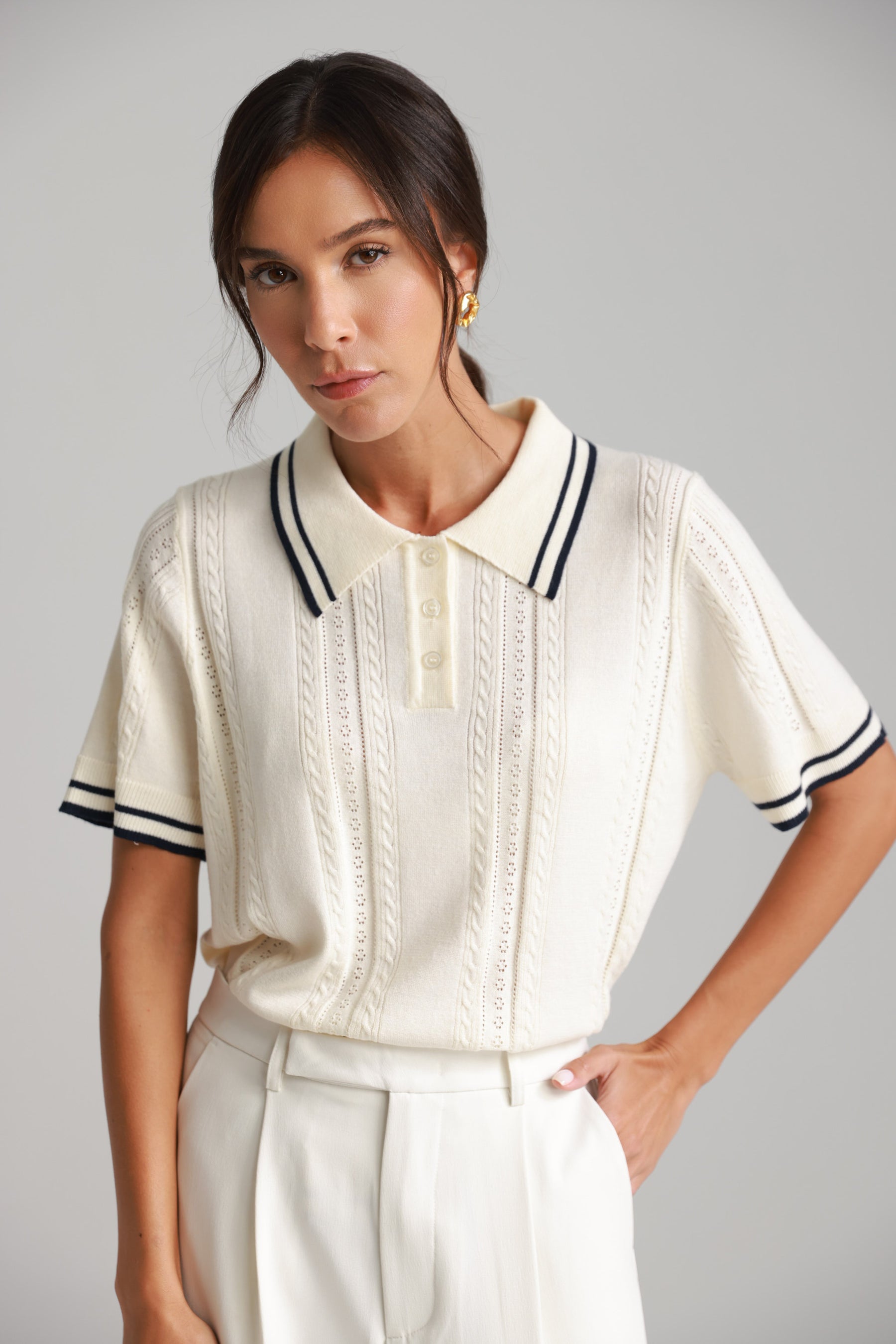 חולצת פולו ליאם שמנת