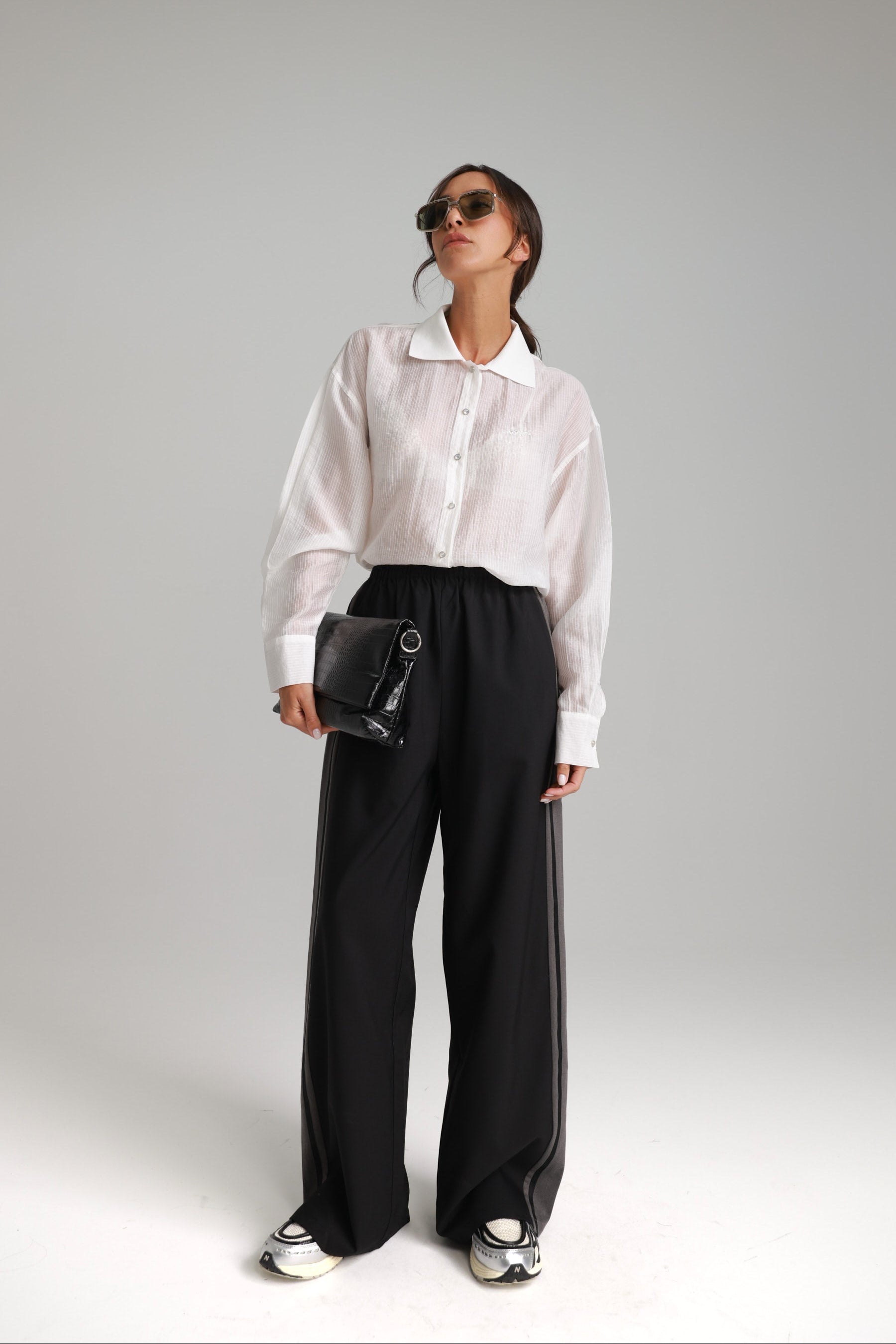 מכנסי כריסטינה שחור/אפור כהה