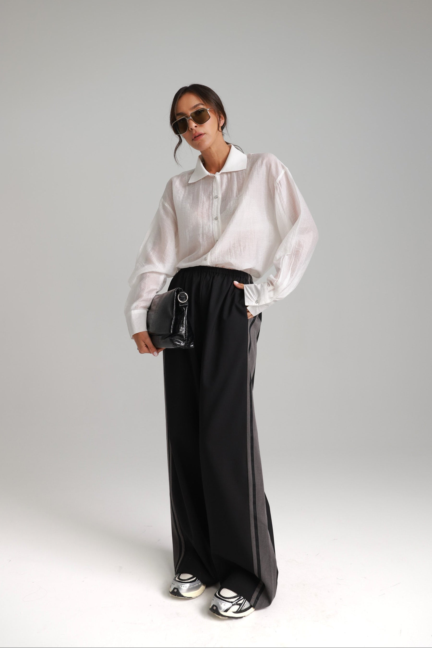 מכנסי כריסטינה שחור/אפור כהה