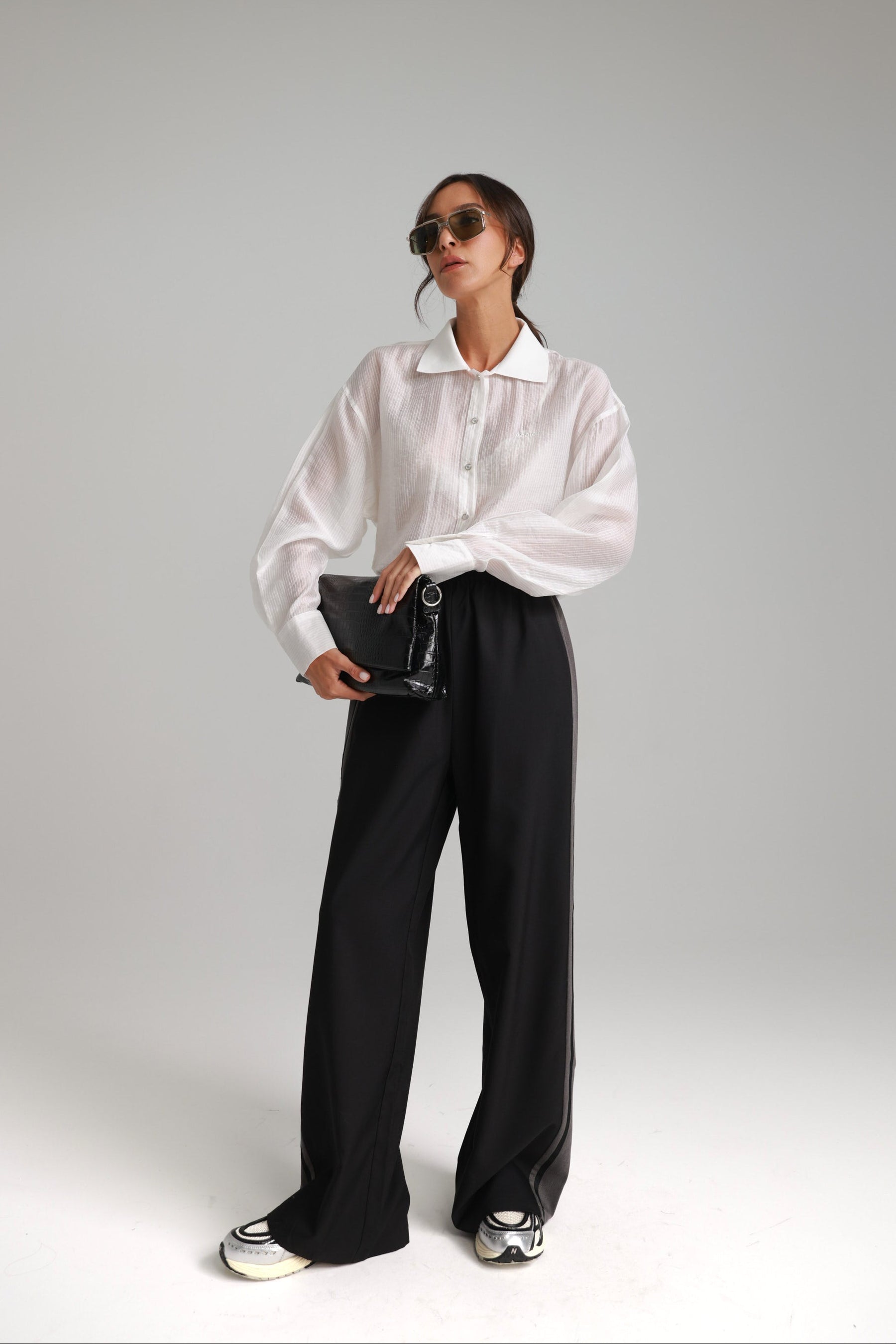 מכנסי כריסטינה שחור/אפור כהה