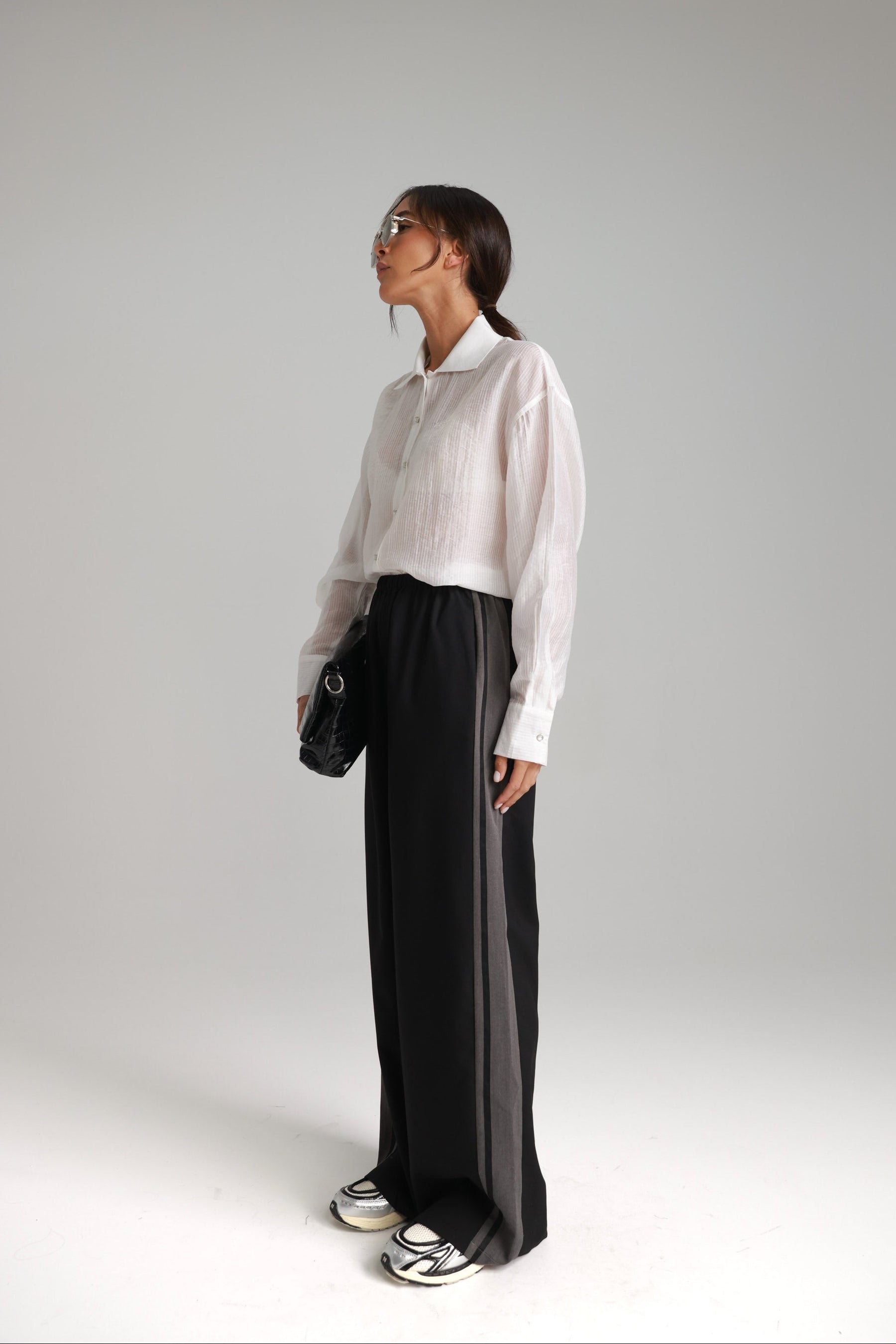 מכנסי כריסטינה שחור/אפור כהה