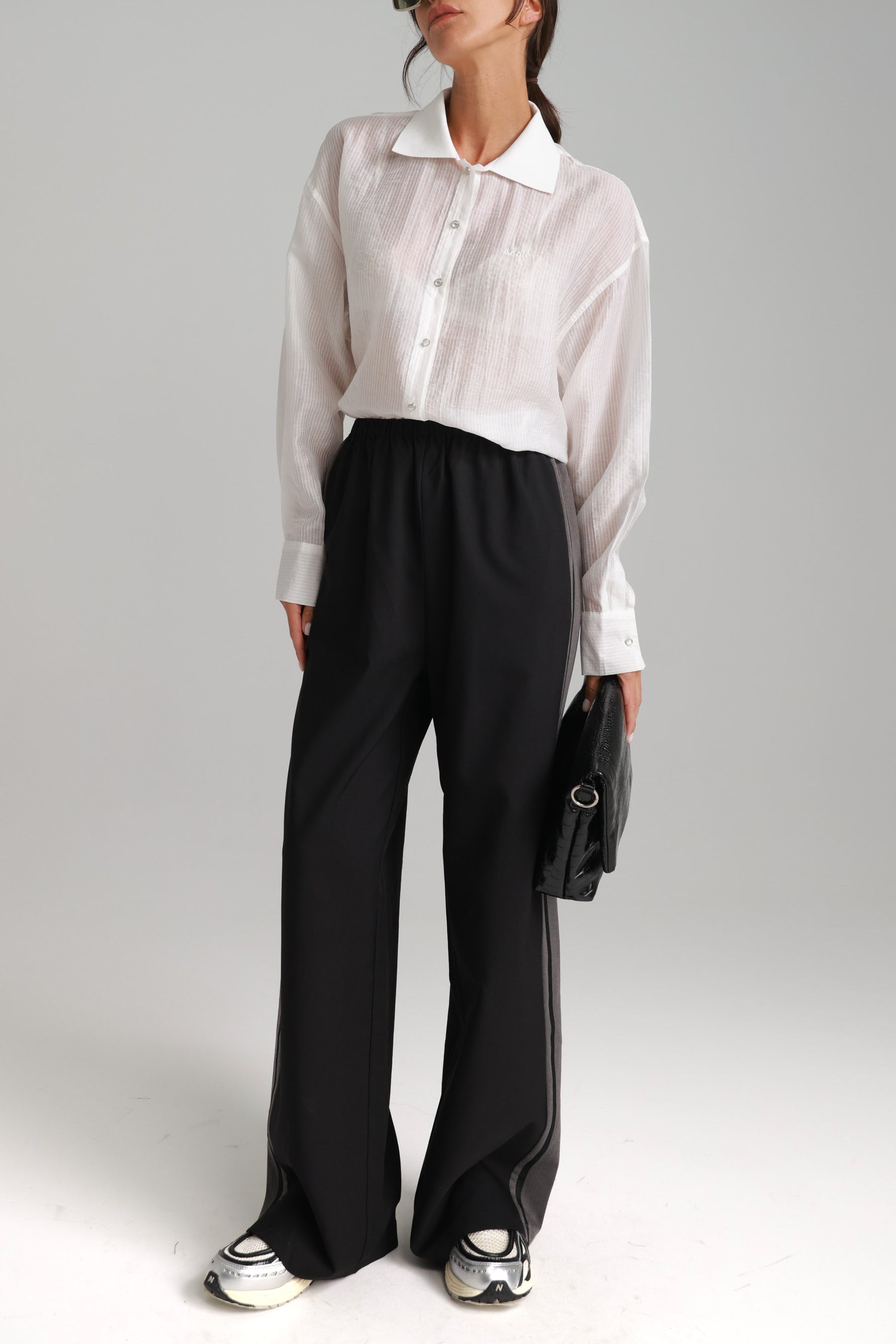 מכנסי כריסטינה שחור/אפור כהה