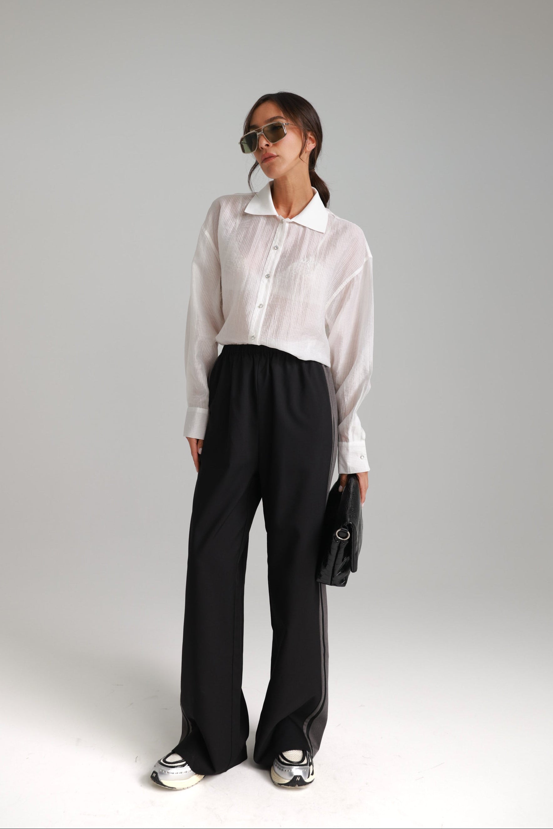 מכנסי כריסטינה שחור/אפור כהה