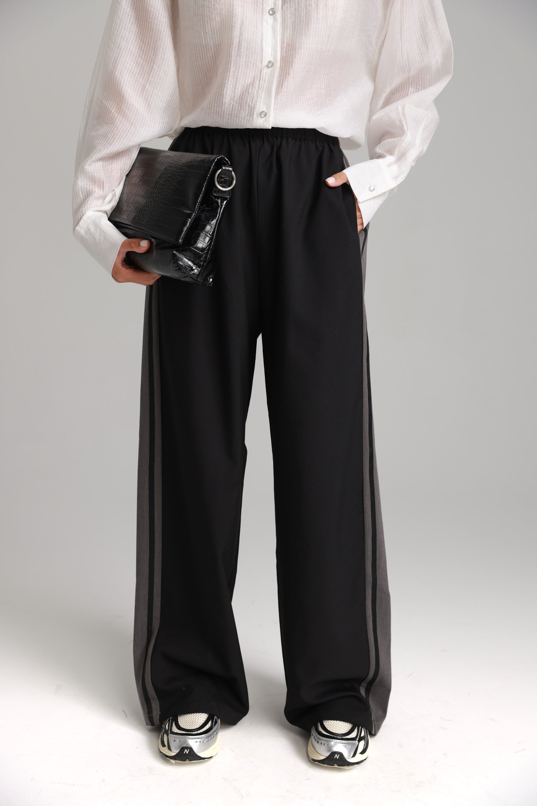 מכנסי כריסטינה שחור/אפור כהה