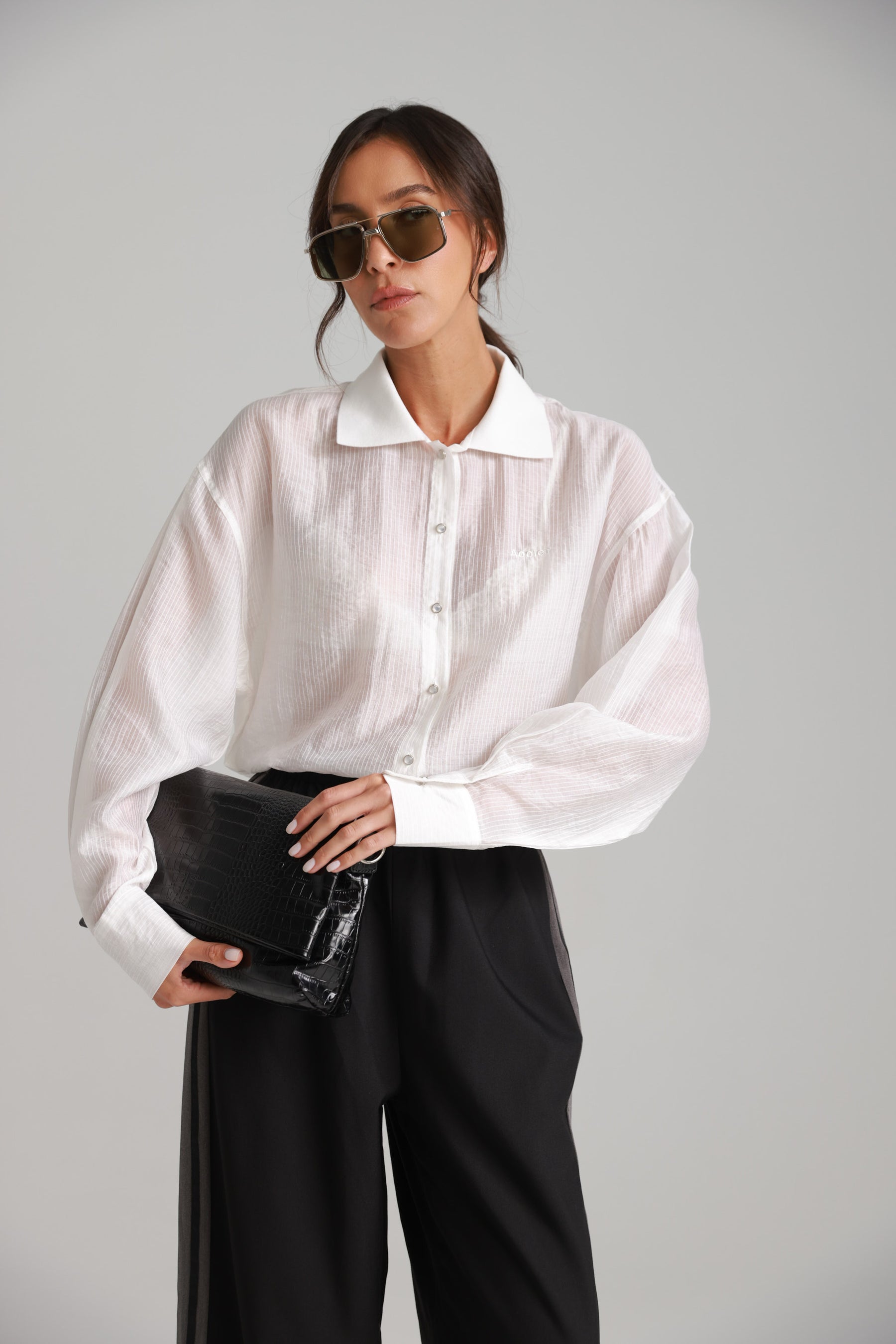 חולצת רוס מכופתרת לבנה