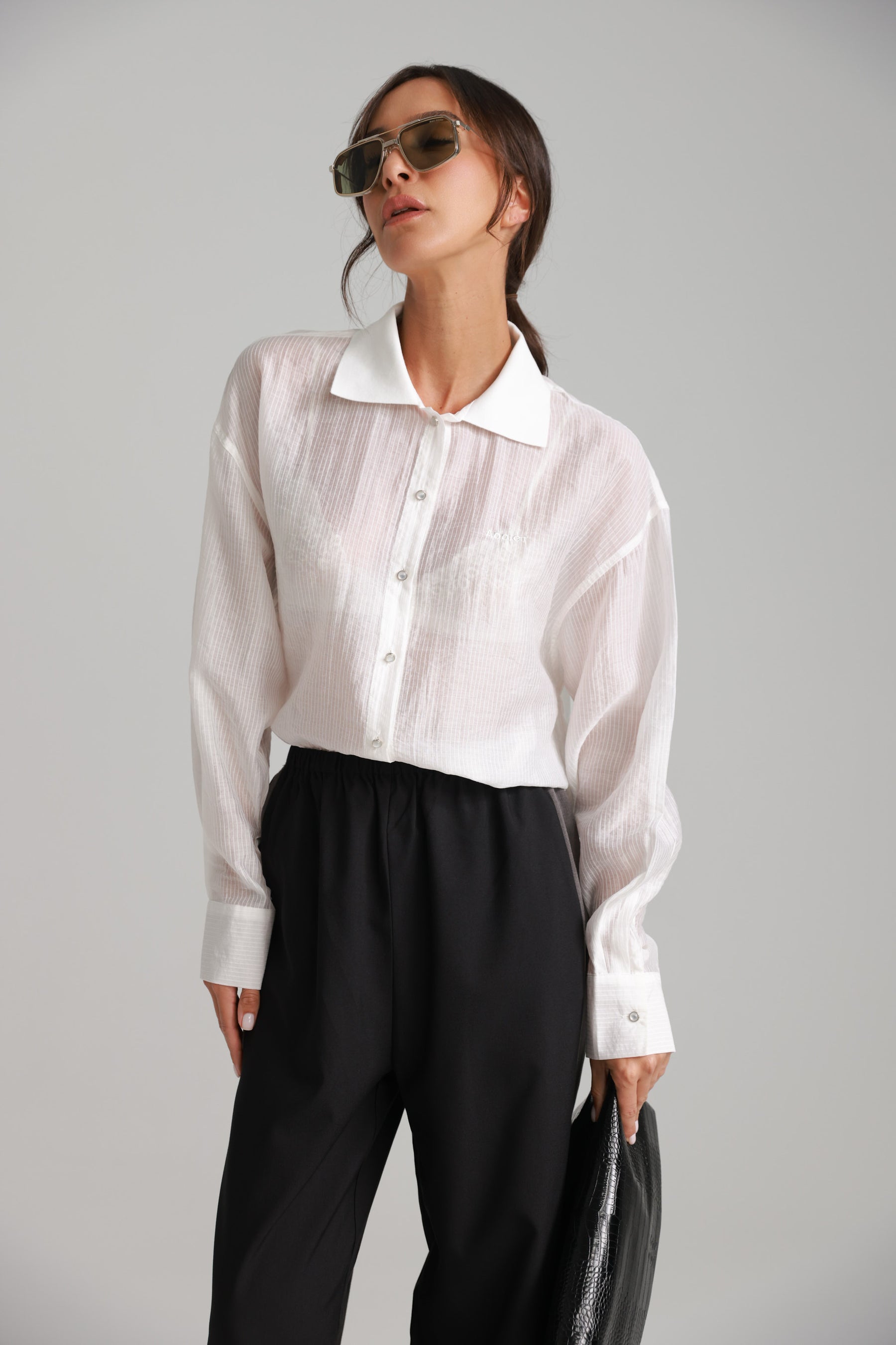 חולצת רוס מכופתרת לבנה