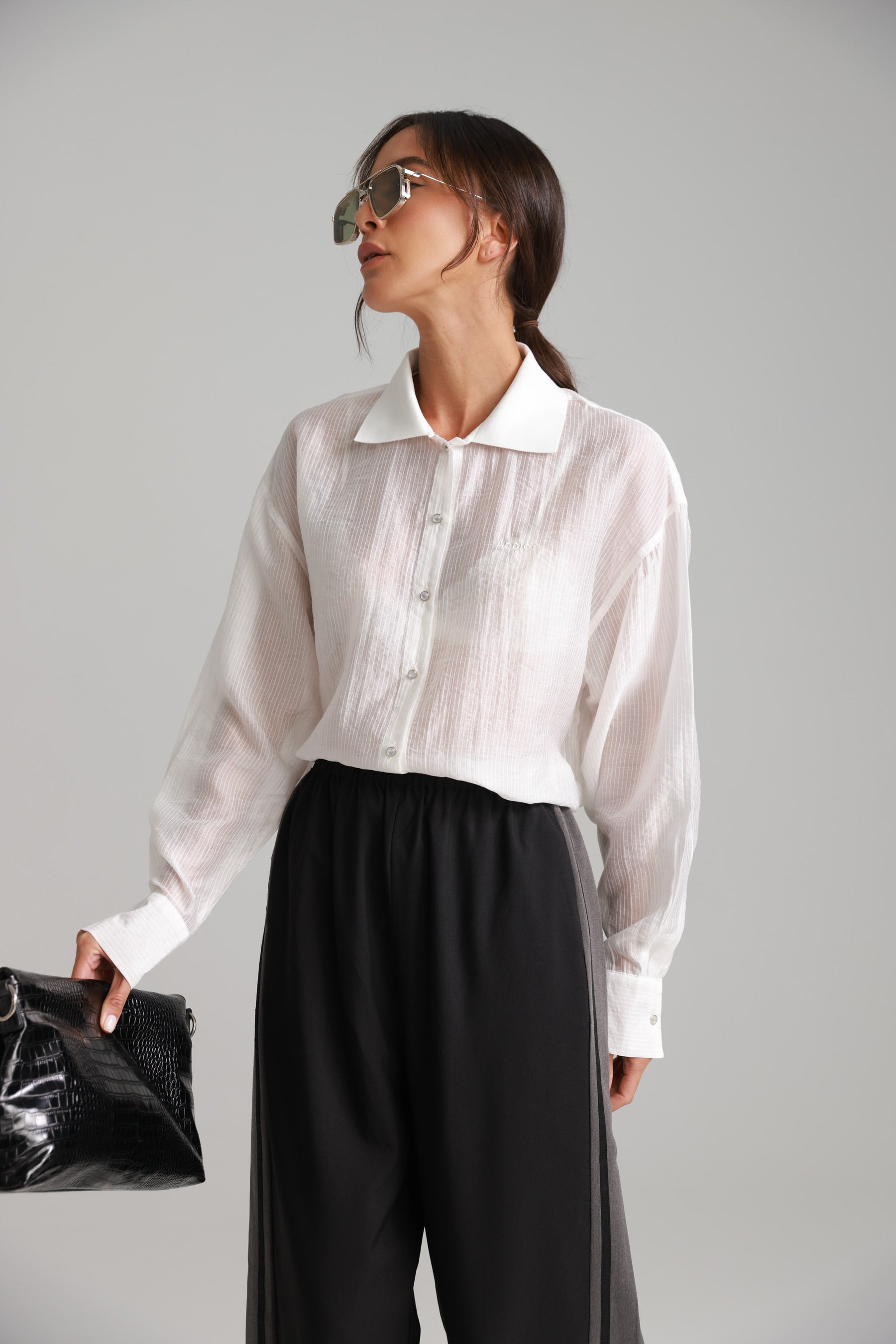 חולצת רוס מכופתרת לבנה