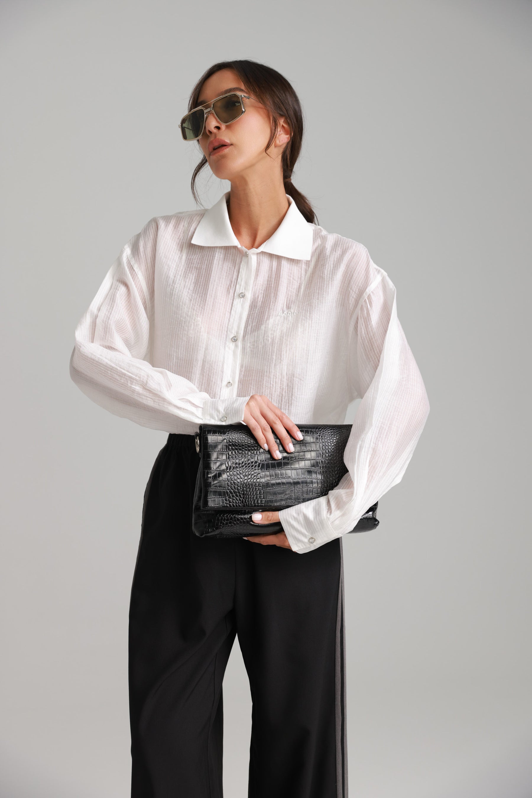 חולצת רוס מכופתרת לבנה