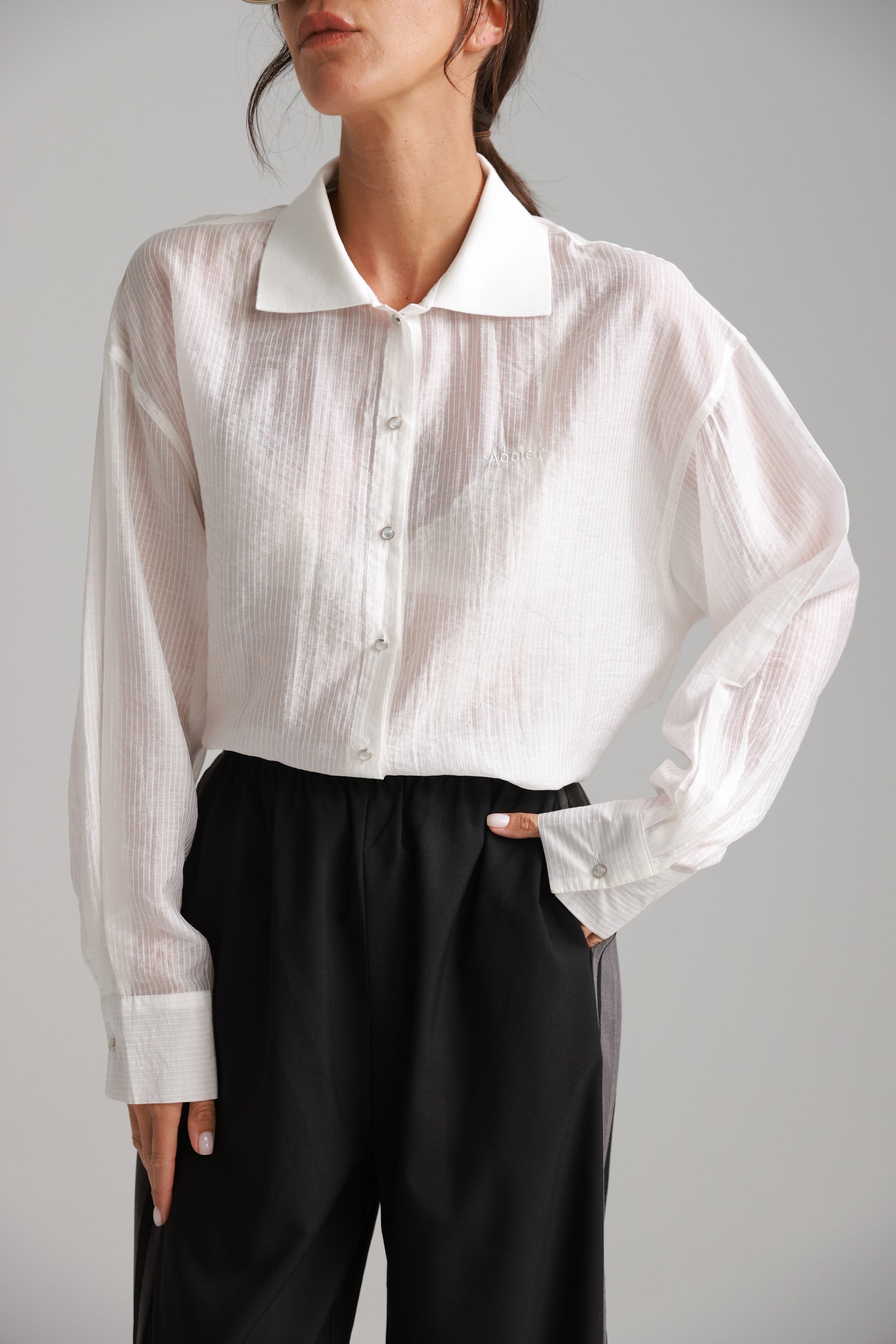 חולצת רוס מכופתרת לבנה