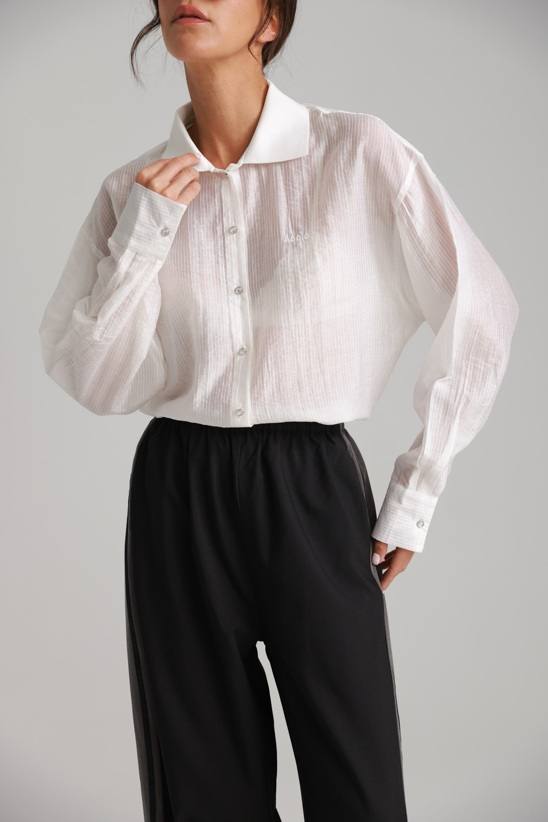 חולצת רוס מכופתרת לבנה