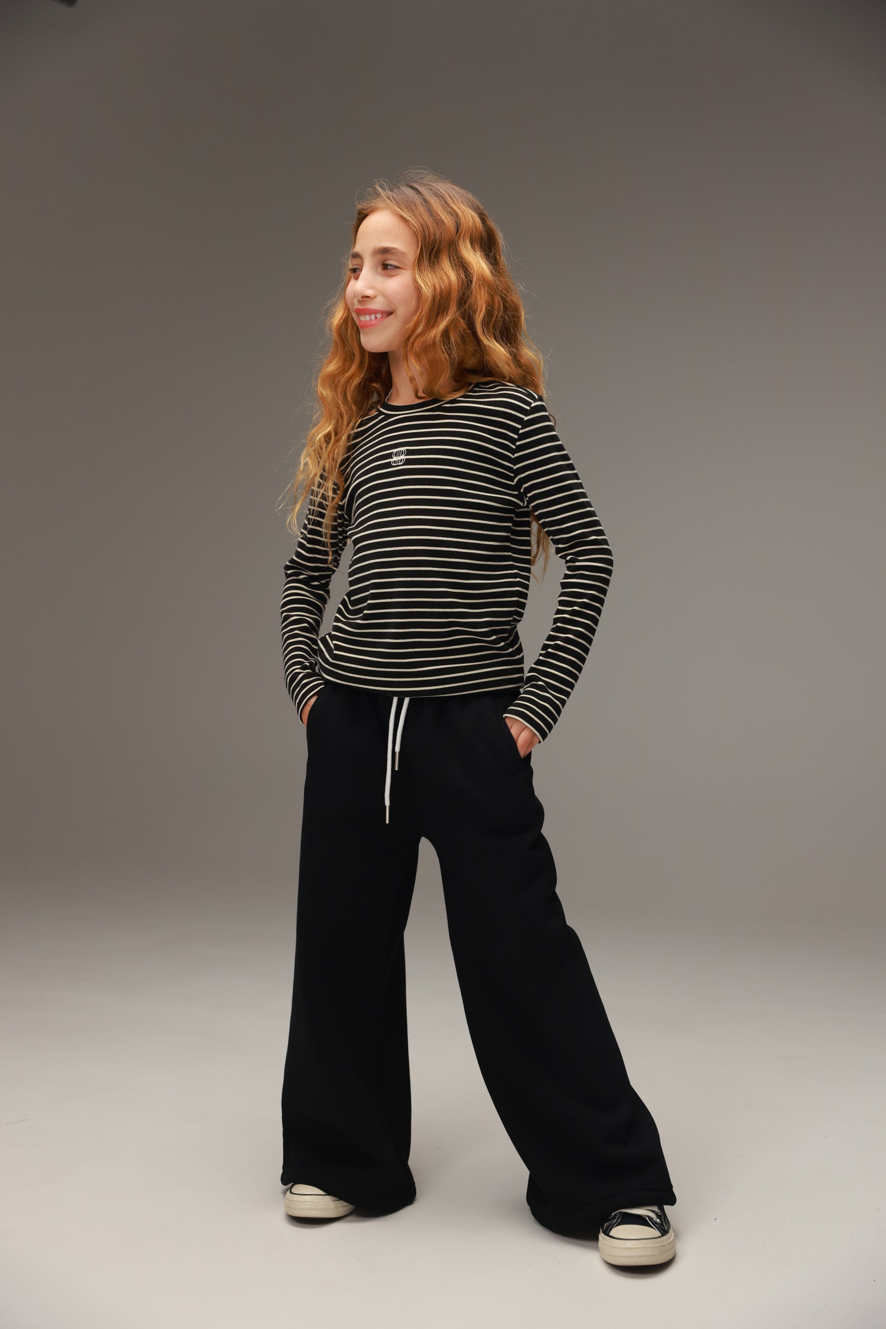 חולצת קימי פסים שחור/שמנת