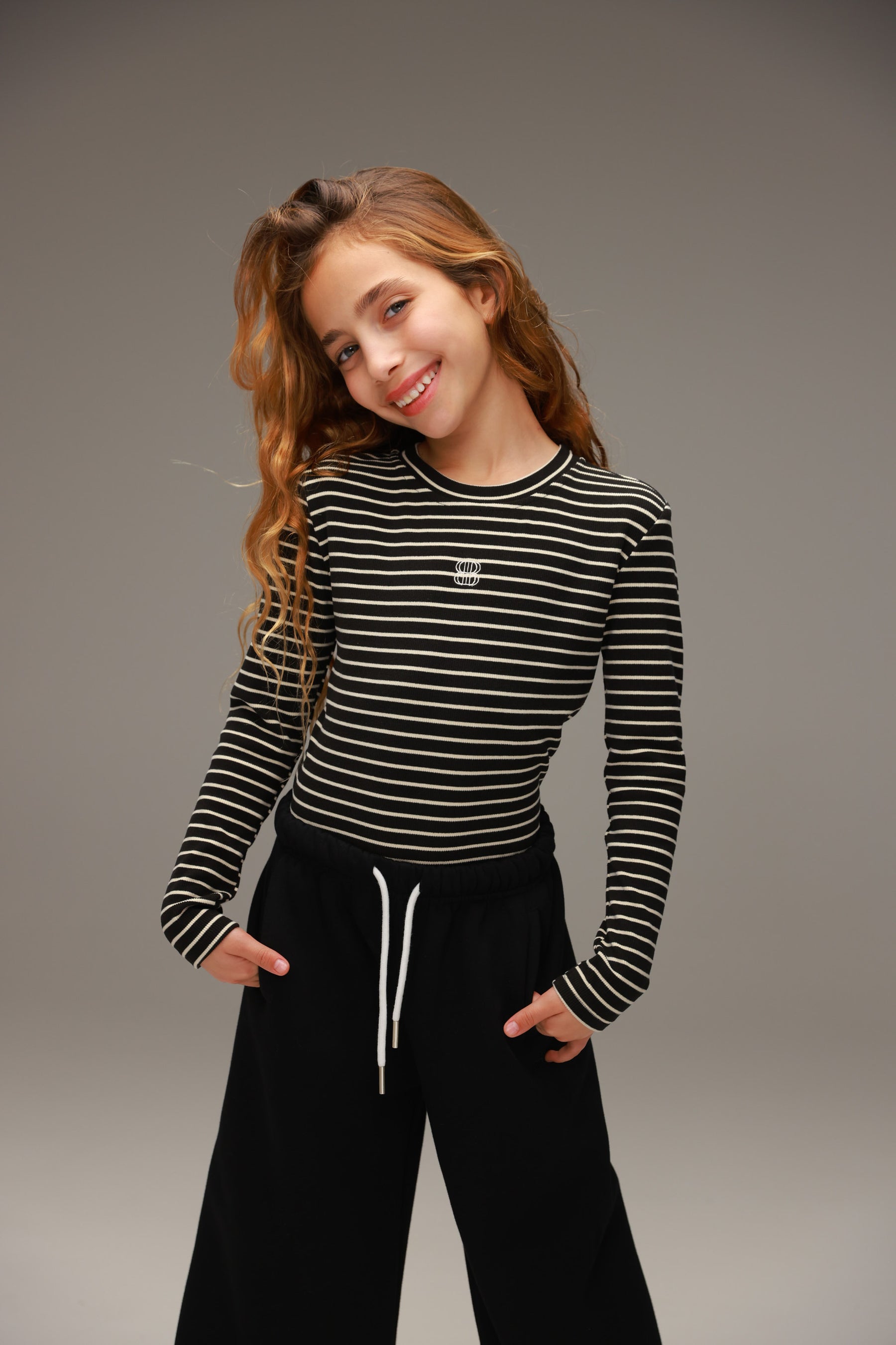 חולצת קימי פסים שחור/שמנת