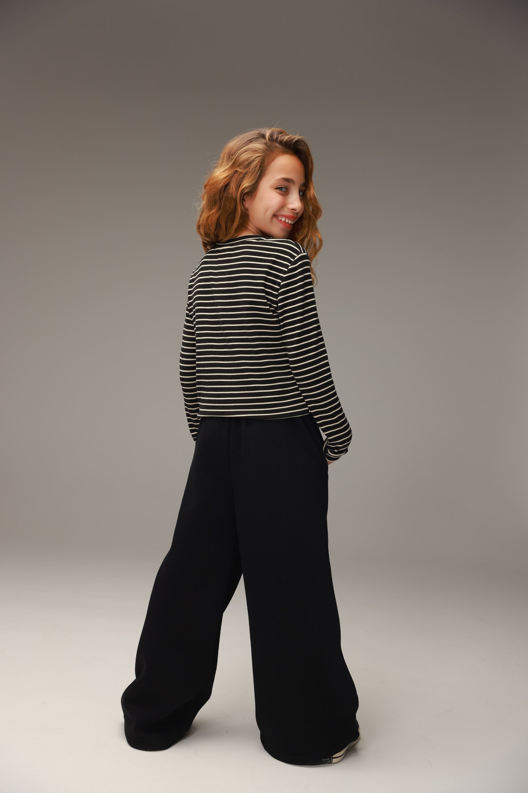 חולצת קימי פסים שחור/שמנת