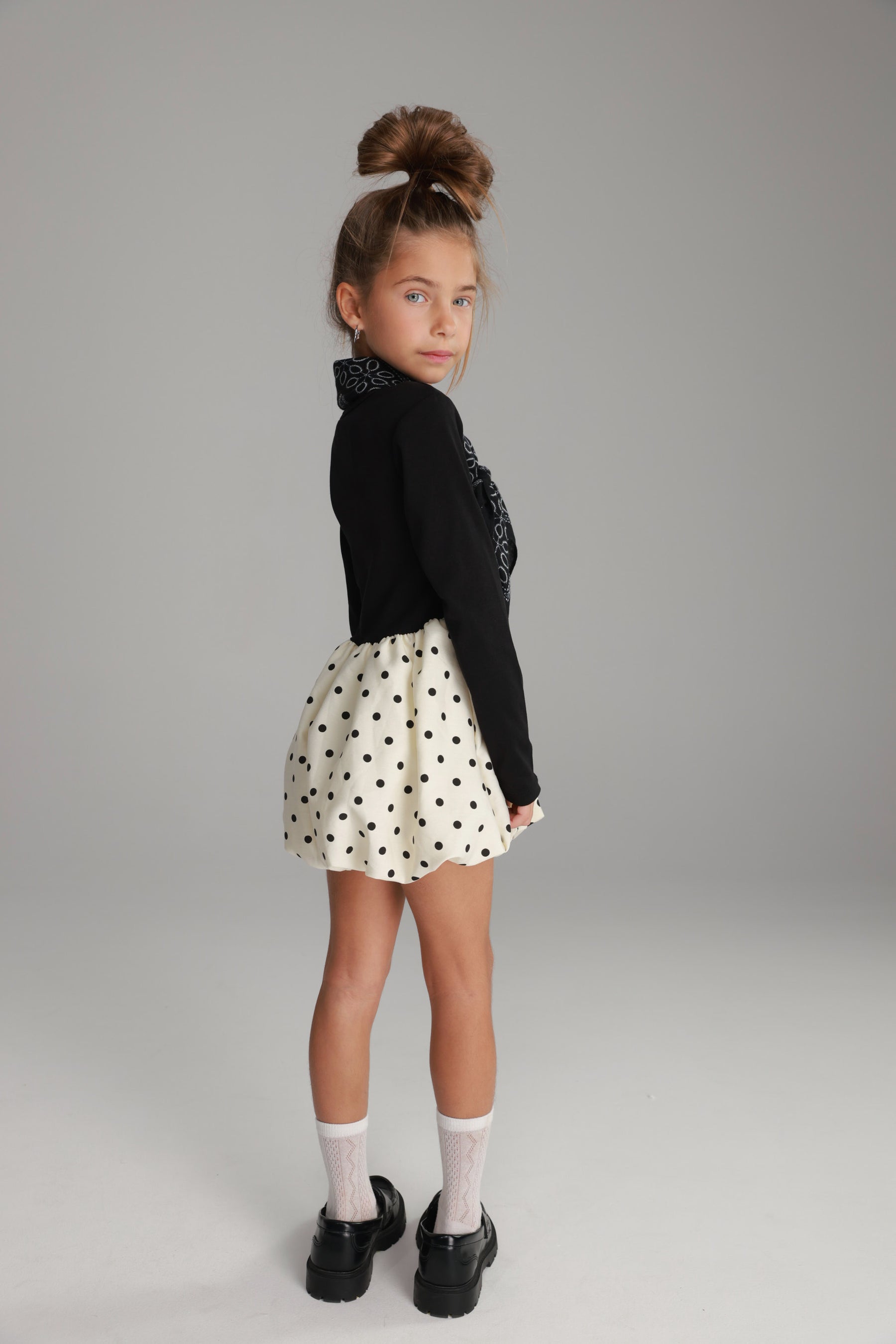 שמלת הלן שחור/שמנת