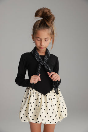 שמלת הלן שחור/שמנת