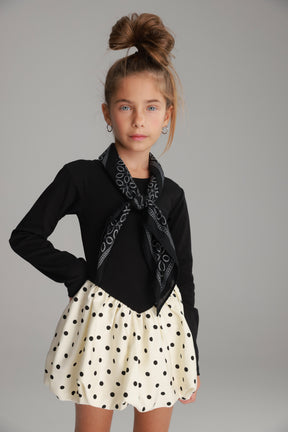 שמלת הלן שחור/שמנת