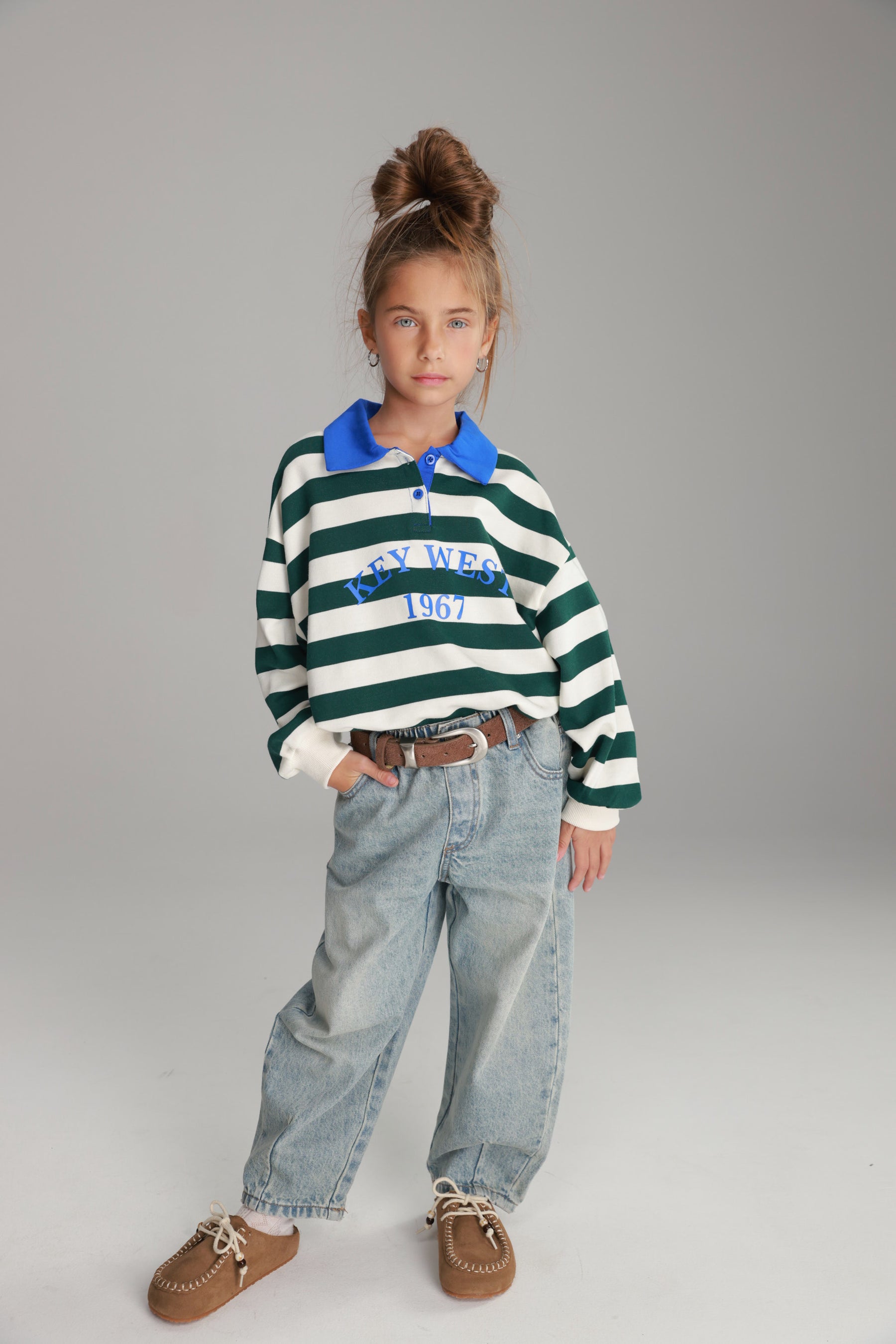 סוויטשירט קוני פסים לבן/ירוק