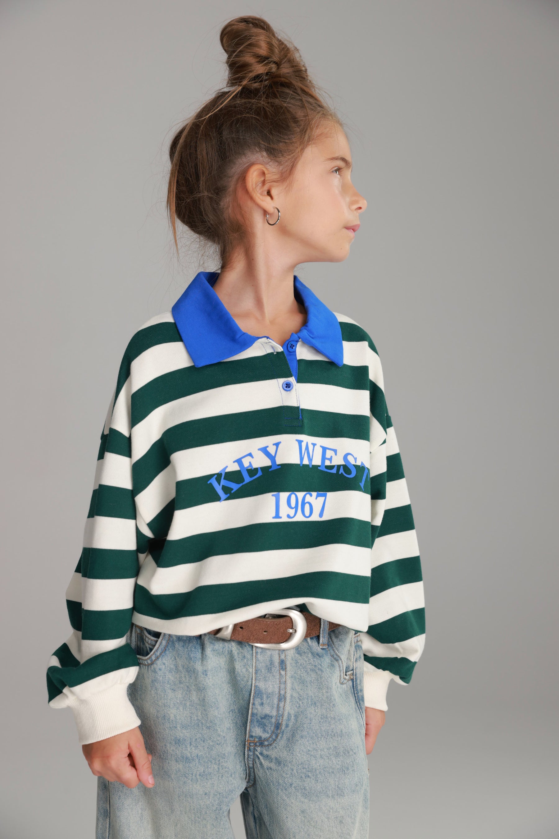 סוויטשירט קוני פסים לבן/ירוק