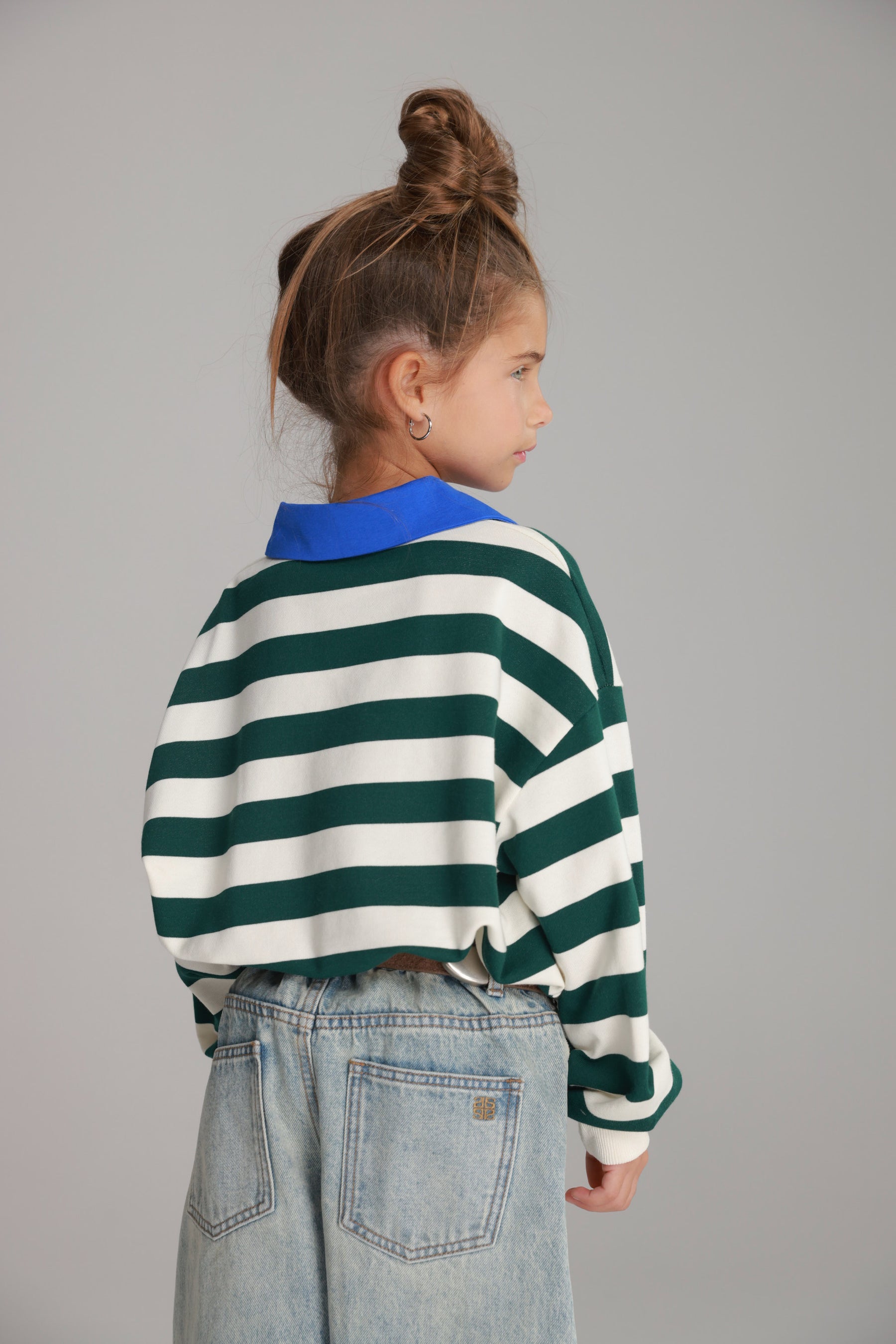 סוויטשירט קוני פסים לבן/ירוק