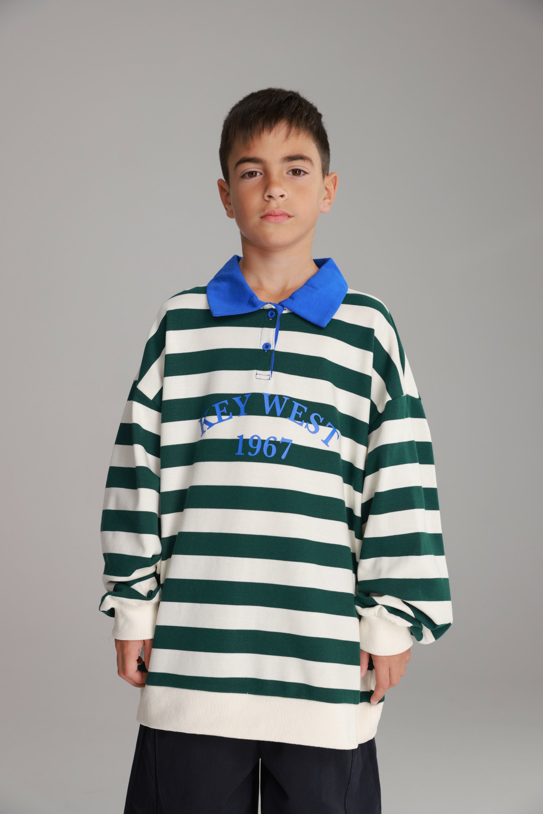 סוויטשירט קוני פסים לבן/ירוק