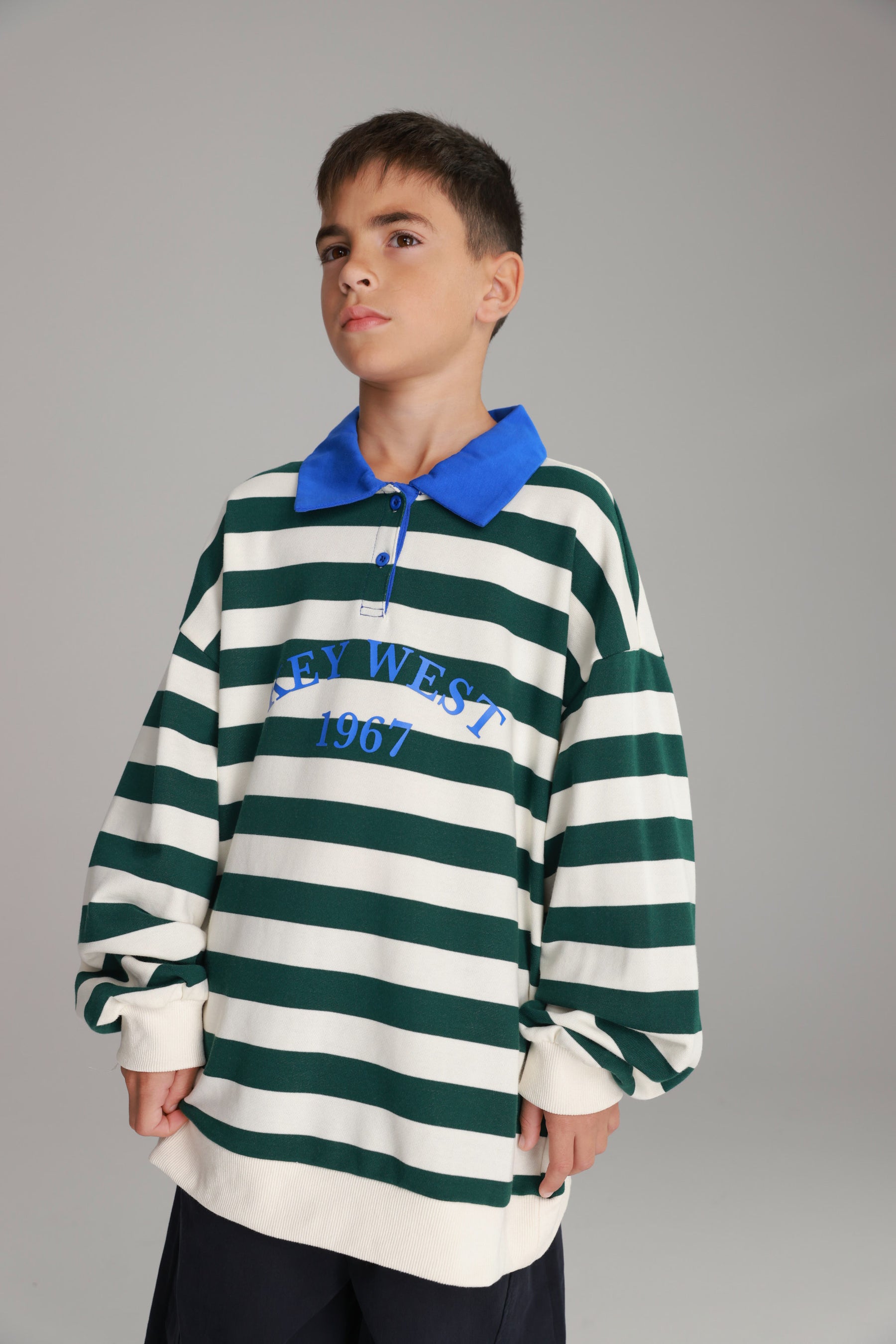 סוויטשירט קוני פסים לבן/ירוק