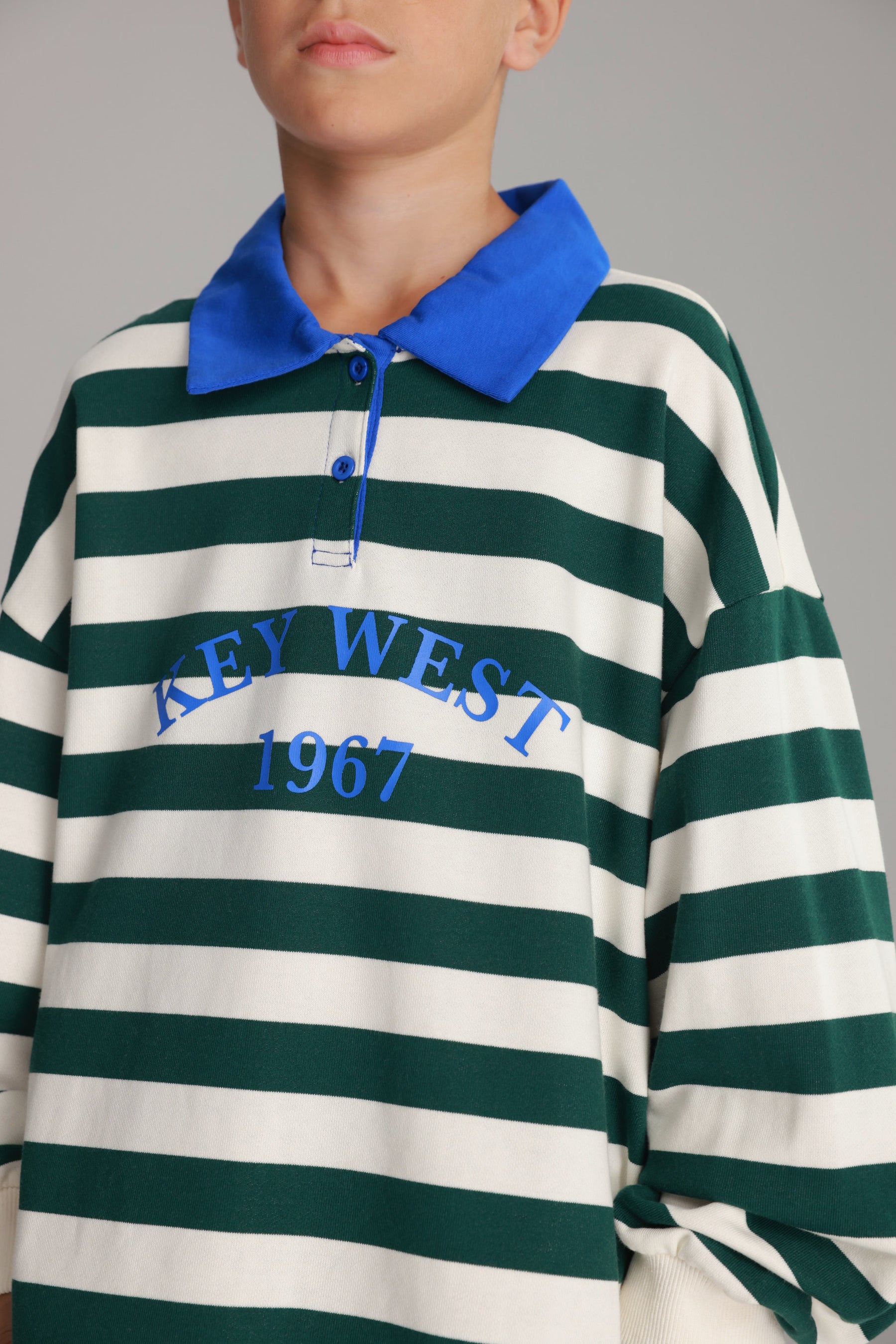 סוויטשירט קוני פסים לבן/ירוק