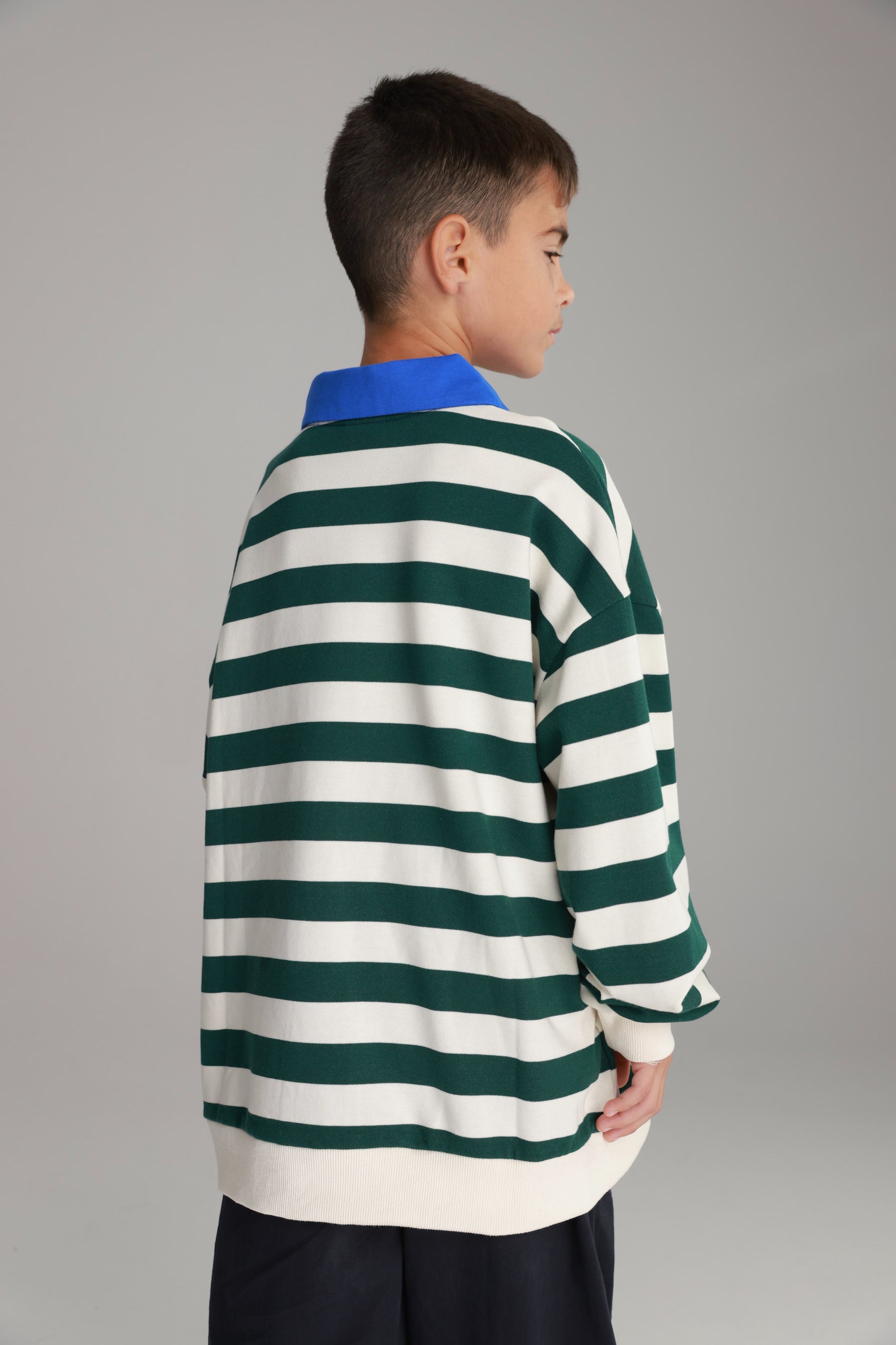 סוויטשירט קוני פסים לבן/ירוק