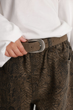 חגורת מודי חאקי אבזם כסף