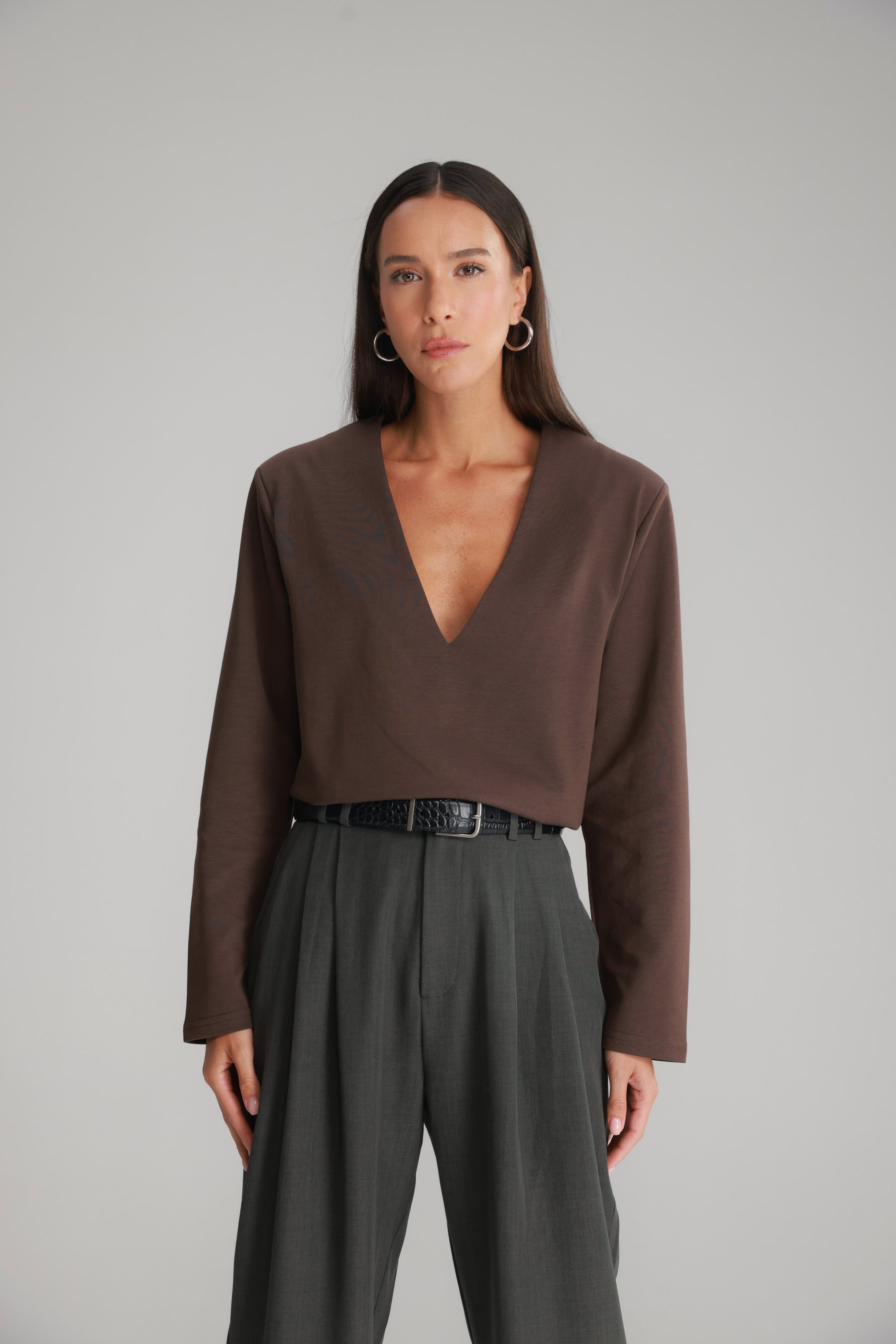 חולצת מרינה חום כהה