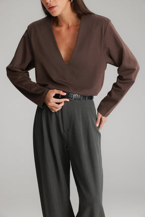 חולצת מרינה חום כהה