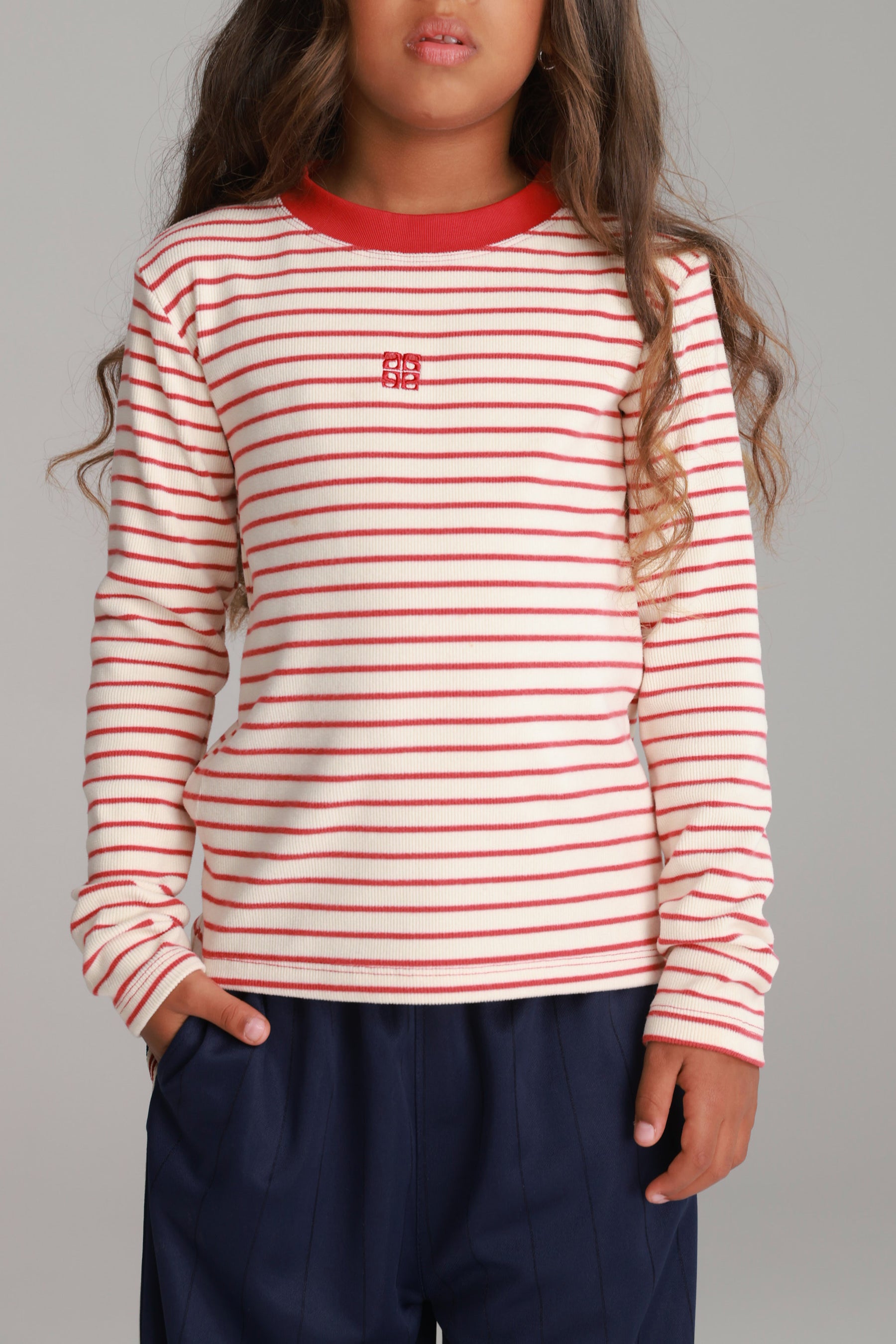 חולצת ג'ייד פסים שמנת/חמרה