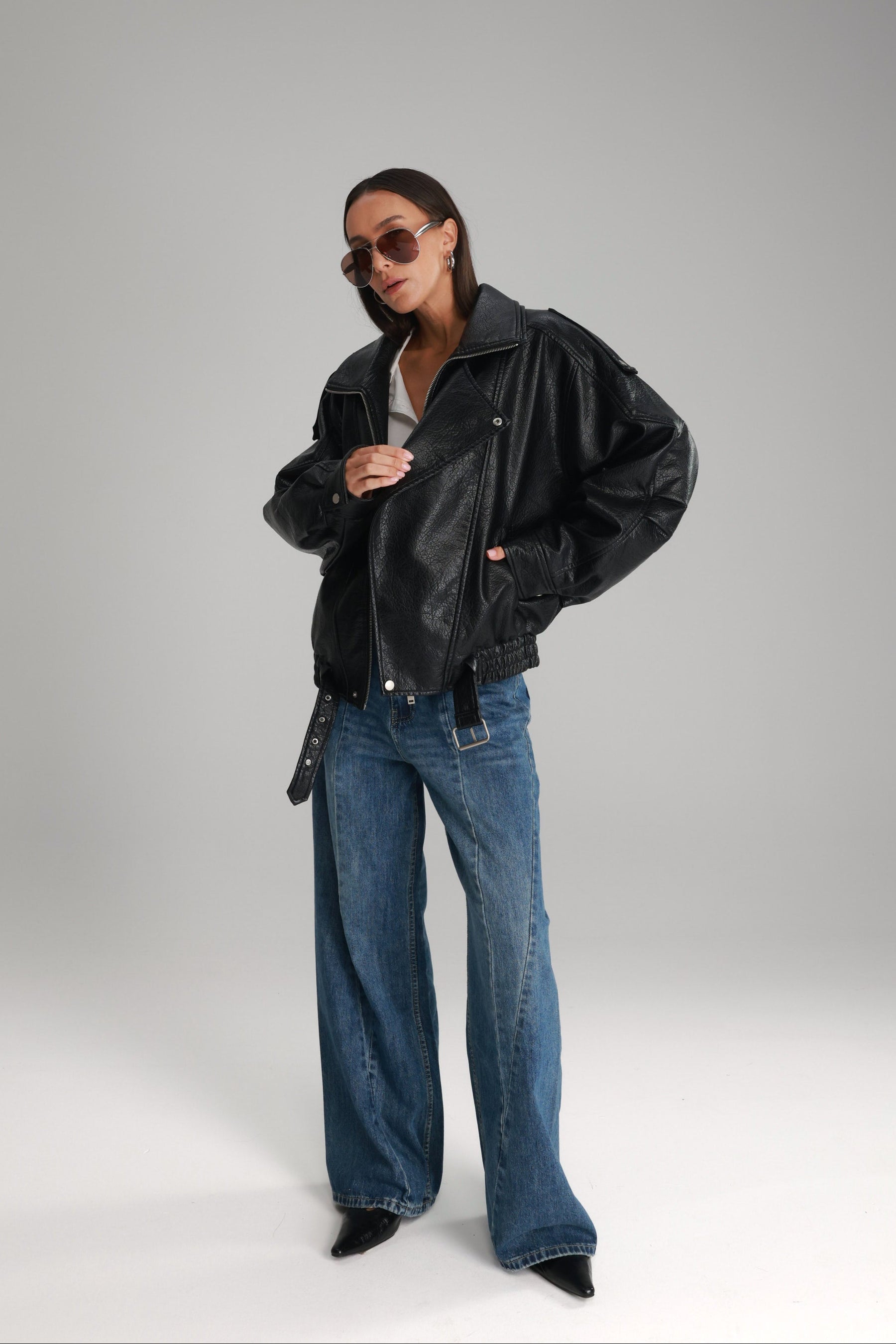 מעיל מייק דמוי עור שחור