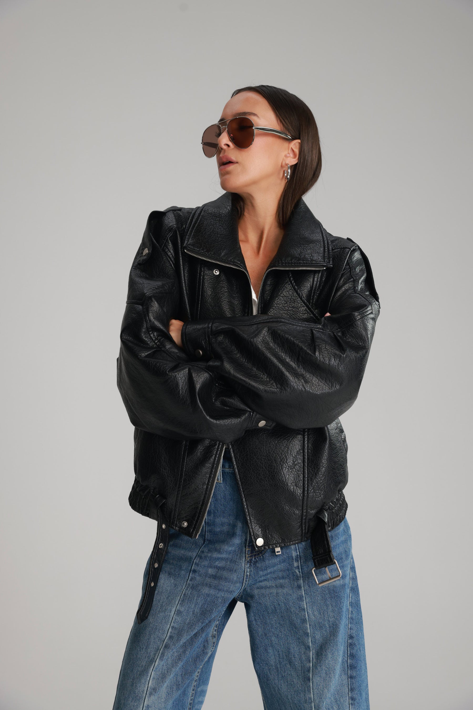 מעיל מייק דמוי עור שחור