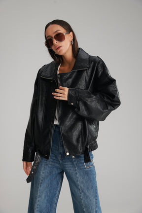 מעיל מייק דמוי עור שחור