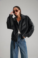 מעיל מייק דמוי עור שחור