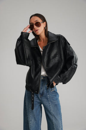 מעיל מייק דמוי עור שחור