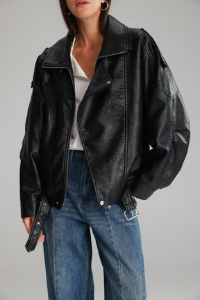 מעיל מייק דמוי עור שחור