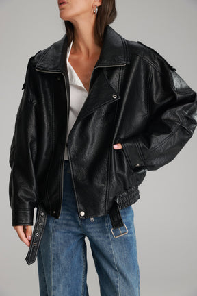 מעיל מייק דמוי עור שחור