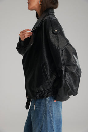 מעיל מייק דמוי עור שחור