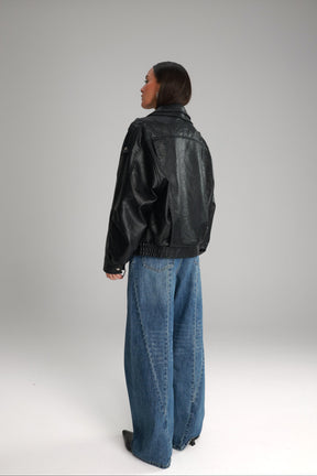 מעיל מייק דמוי עור שחור