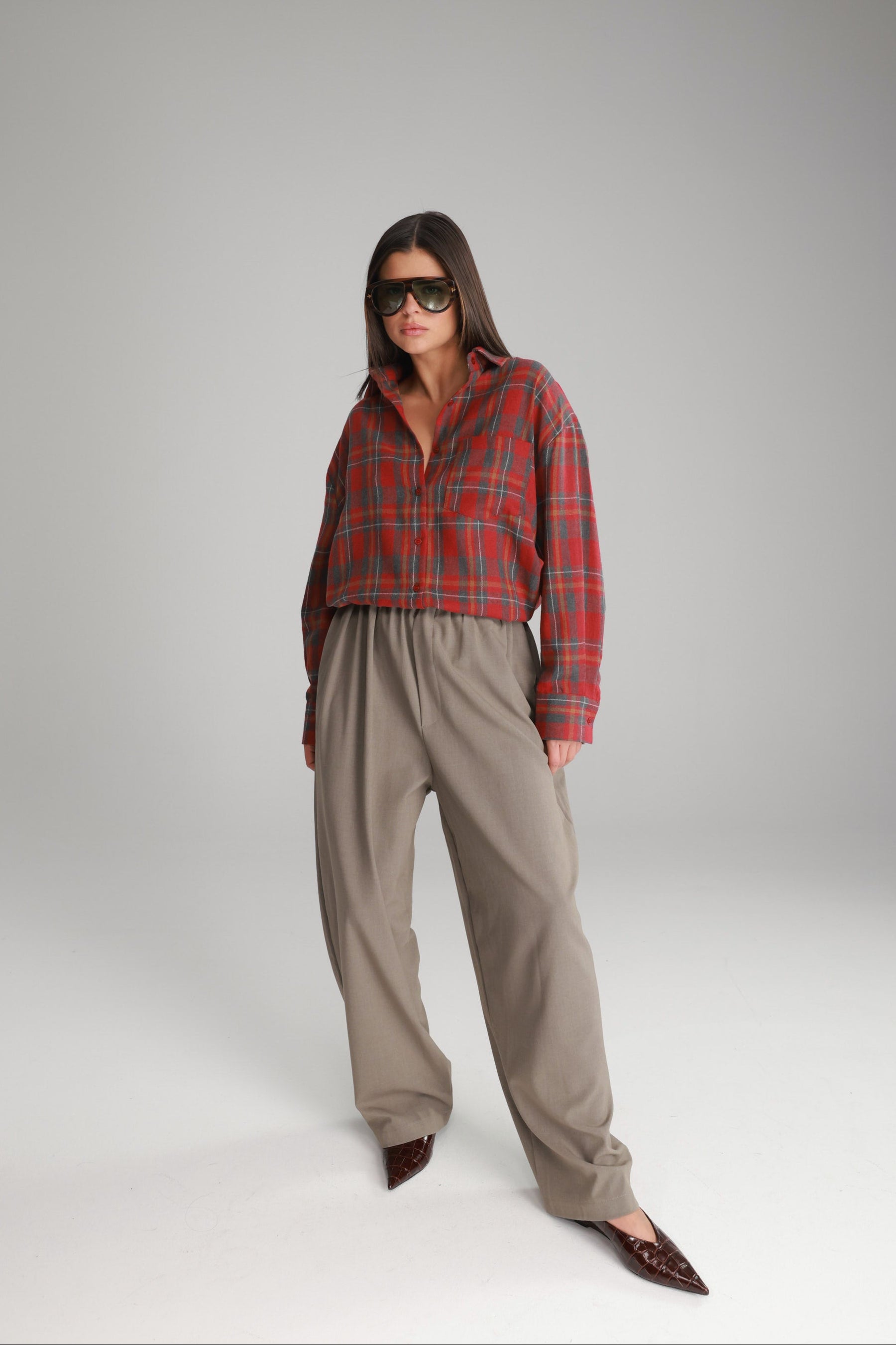 חולצת דרלין מכופתרת אדומה