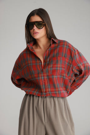 חולצת דרלין מכופתרת אדומה