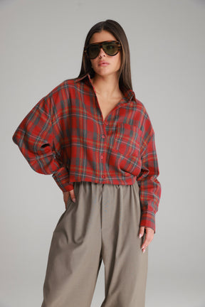 חולצת דרלין מכופתרת אדומה