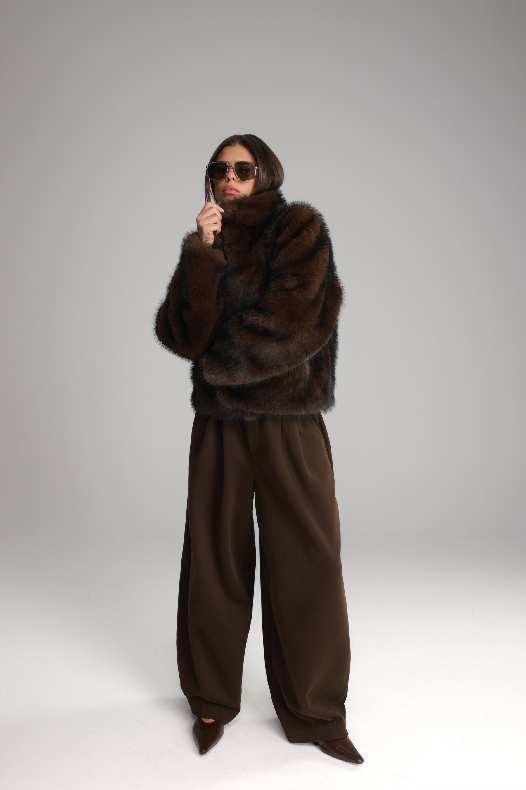 מעיל טדי חום כהה