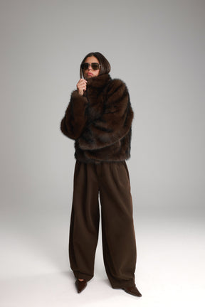 מעיל טדי חום כהה