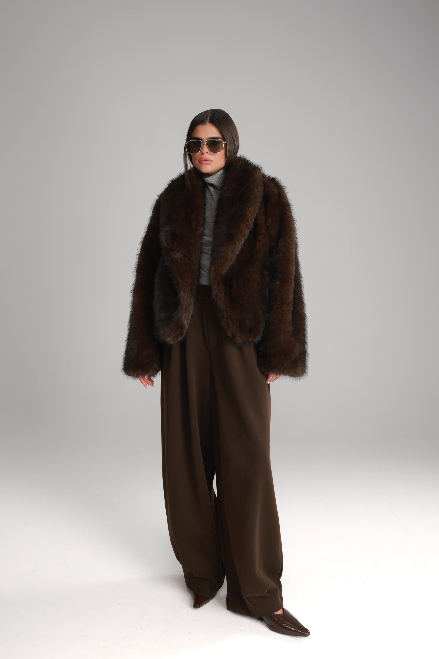 מעיל טדי חום כהה