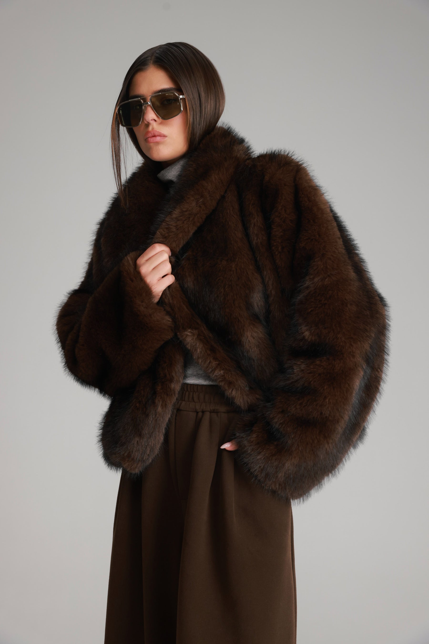 מעיל טדי חום כהה